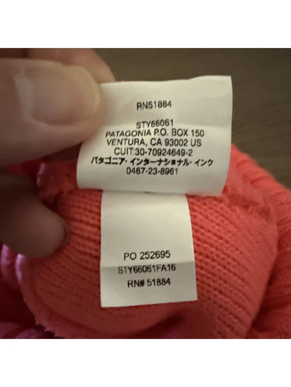 Patagonia Pom Beanie Winter Hat Knit Cap Striped Pink